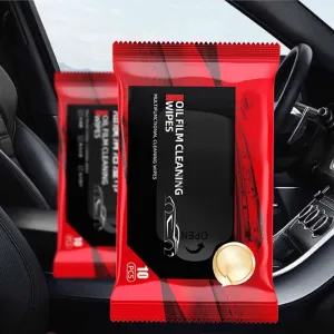 Glass Oil Film Cleaning Wipes, Window Cleaner, Protable Car Windshield Cleaning Wipes, Universal Glass Cleaner Wipes, Improves Clarity and Visibility, Soft (10pcs)