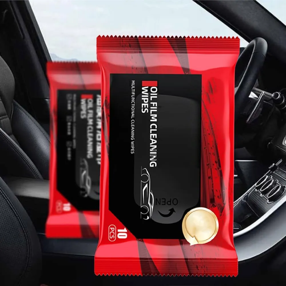 Glass Oil Film Cleaning Wipes, Window Cleaner, Protable Car Windshield Cleaning Wipes, Universal Glass Cleaner Wipes, Improves Clarity and Visibility, Soft (10pcs)