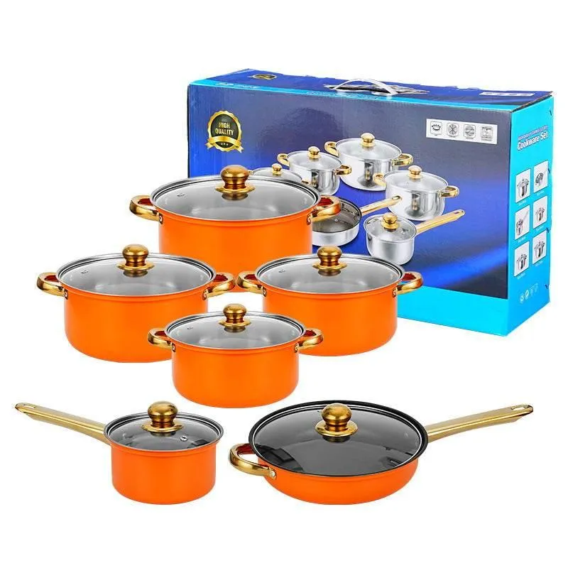 Gleaming Gold Kissed Cookware: Ignite Your Kitchen! Elevate your culinary experience with this stunning cookware set, featuring eye catching colors and luxurious gold
