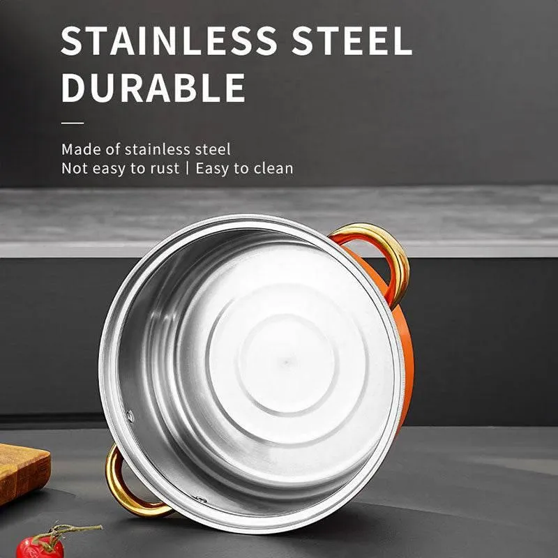 Gleaming Gold Kissed Cookware: Ignite Your Kitchen! Elevate your culinary experience with this stunning cookware set, featuring eye catching colors and luxurious gold