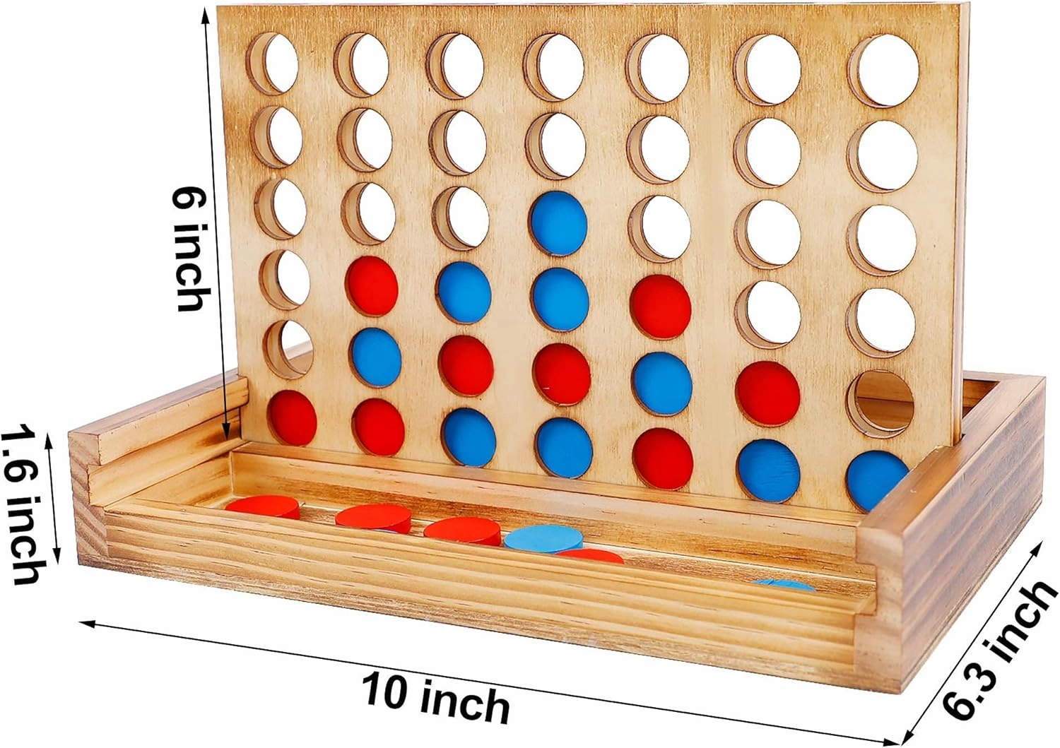 Glintoper Tic Tac Toe & 4 in a Row Table Games Set - Rustic Decor Wood Strategy Board Games for Families