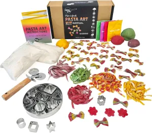 Global Grub Pasta Art DIY Kit for Adults, Kids, Teens–Create Homemade Colored Pasta-DIY Pasta Art Kit Includes Natural Food Colorings, Pasta Cutter Tool, Dough Cutter Set & Easy-To-Follow Instructions