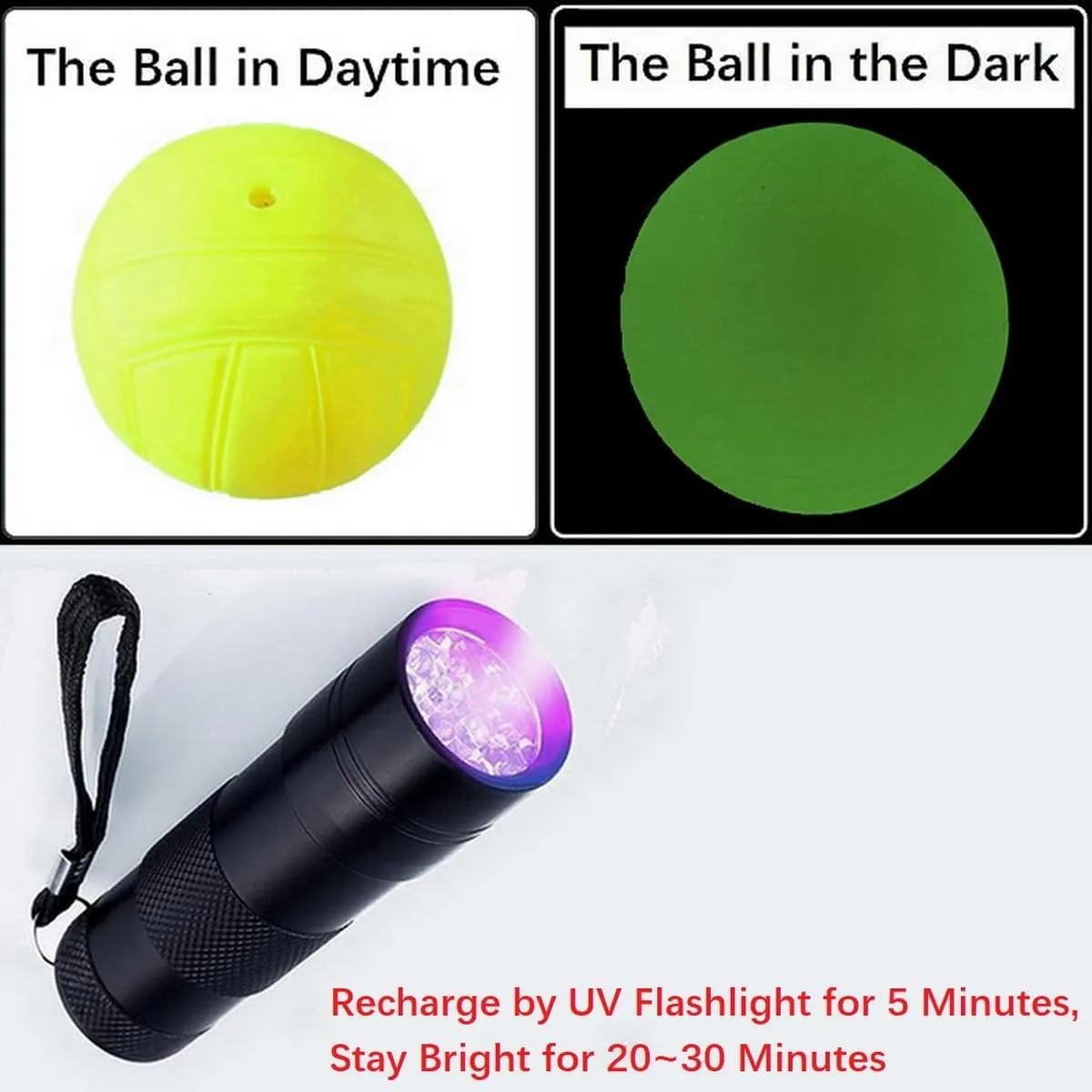Glow in The Dark Spike Replacement Balls, Roundnet Game Balls - Play at Night, Light Up for 20~30 Minutes