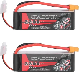 GOLDBAT 3s Lipo Battery 35C 2200mAh 11.1V Lipo Battery with XT60 Connector Soft Case for Airplane RC Quadcopter Helicopter FPV Drone(2 Packs)