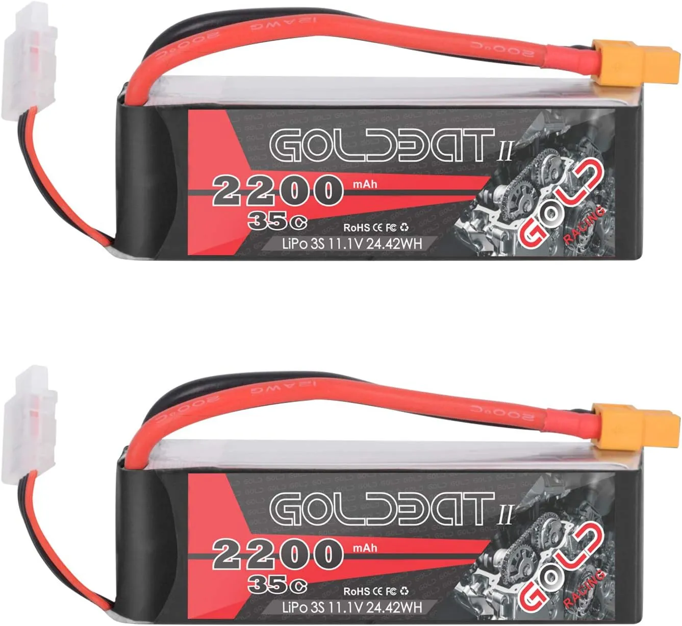 GOLDBAT 3s Lipo Battery 35C 2200mAh 11.1V Lipo Battery with XT60 Connector Soft Case for Airplane RC Quadcopter Helicopter FPV Drone(2 Packs)