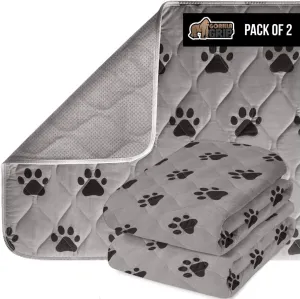 GORILLA GRIP Washable Puppy Pads, Slip Resistant Dog Crate Mat, Waterproof Cloth Pee Pad for Training Puppies in Playpen, Reusable Pet Incontinence Blanket, Protects Sofa, Furniture, 22x16 Pack of 2
