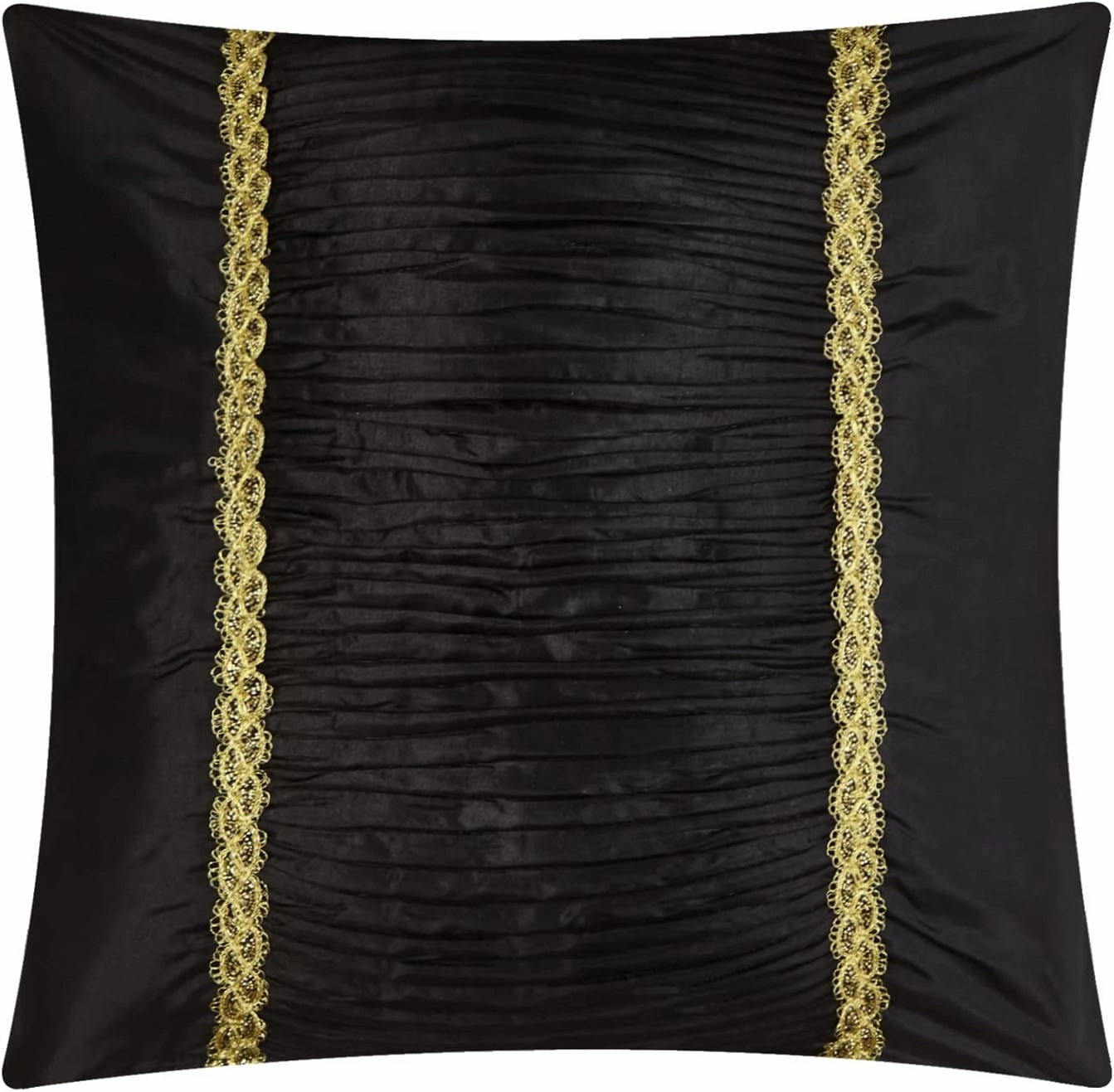Grand Avenue Jacquard Floral Comforter Set, 7 Pieces California King Black Bedding Set, Matching Pillows & Shams, Bed Skirt, Ultra-Soft, Lightweight Microfiber