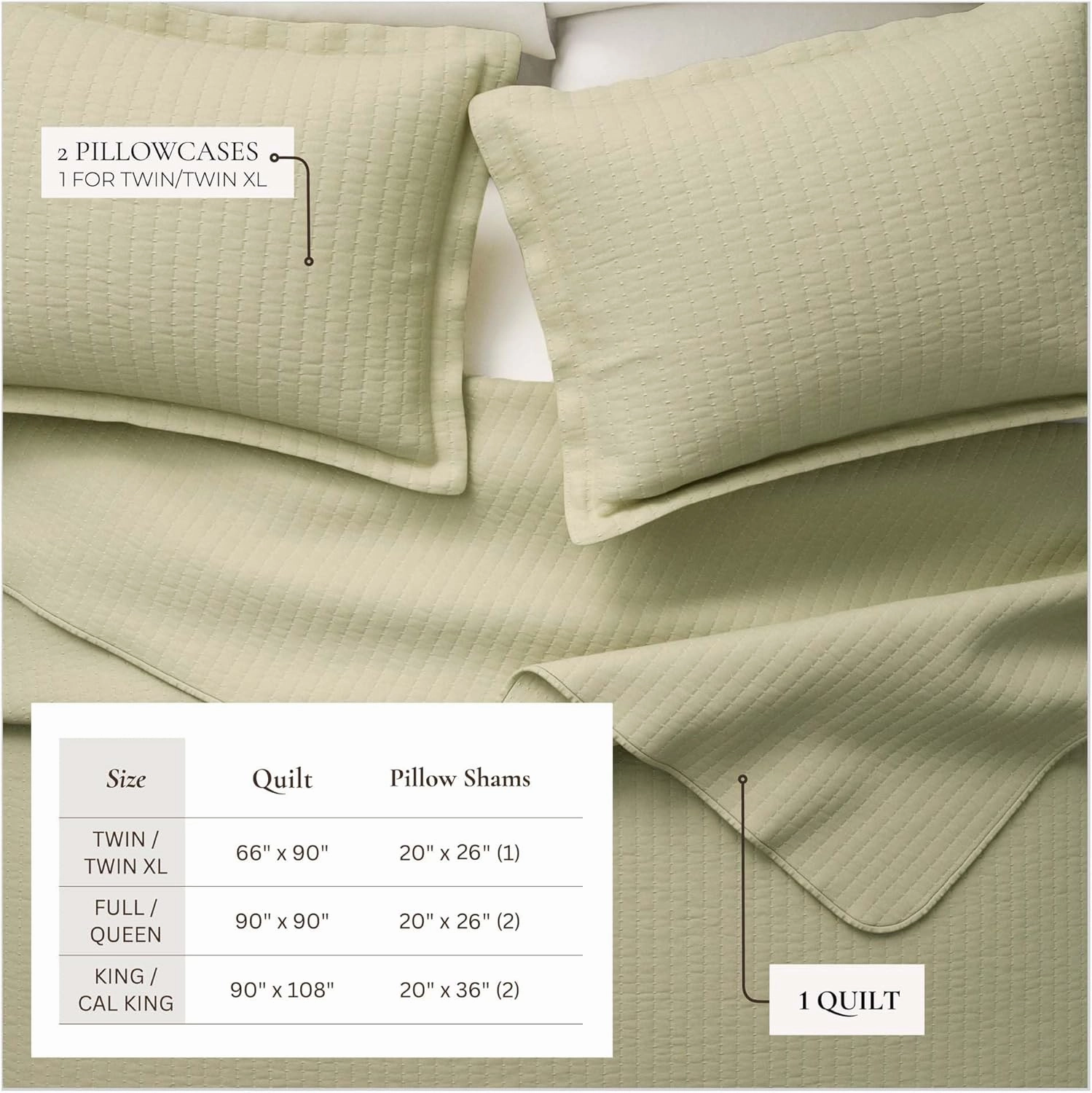 Great Bay Home Twin/Twin XL Quilt Bedding Set, 2-Piece Lightweight Summer Channel Stitch Quilt Set with Shams, Ultra Soft Eucalyptus Bedspreads, Quilted Bedding Coverlets for All Seasons