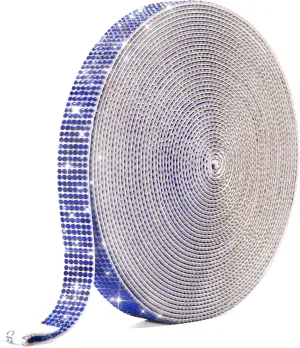 GREAT&LUCKY Self Adhesive Crystal Rhinestone Ribbon, 9 Yards DIY Diamond Bling Ribbon Stickers Rhinestone Tape Roll for Crafts Phone Car Decorations (Royal Blue)