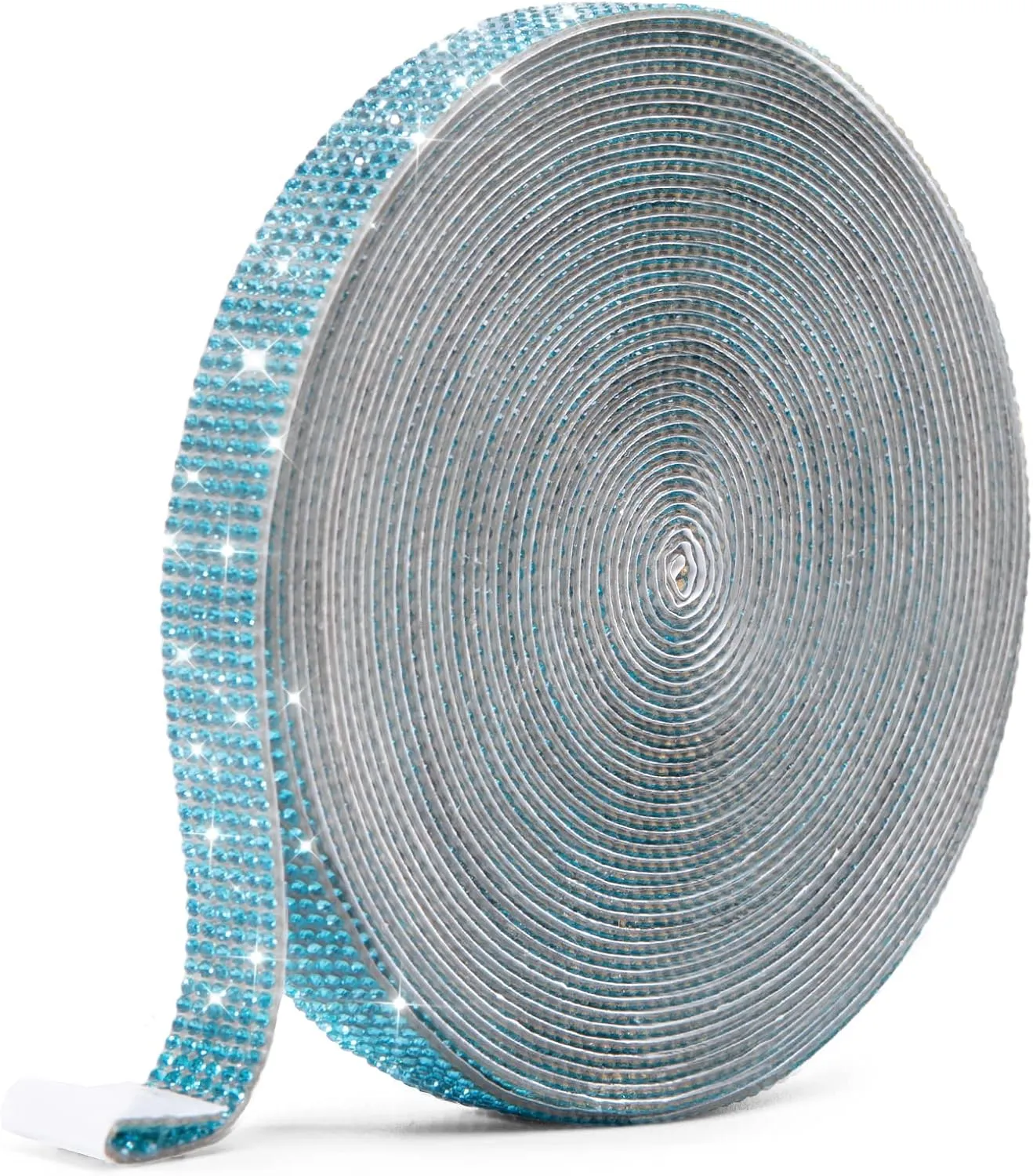 GREAT&LUCKY Self Adhesive Crystal Rhinestone Ribbon Rhinestone Strips, 9 Yards DIY Diamond Bling Ribbon Stickers Rhinestone Tape Roll for Crafts Phone Car Decorations (9 Yards, Lake Blue)