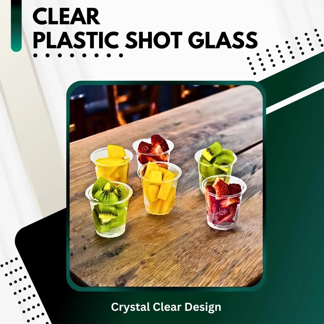 Green Direct Clear Disposable Cups | PET 3 oz Plastic Shot Glasses for Vodka, Whiskey, Tequila, Wine, and Jello Shots | Mini Party Cups for Tastings, Weddings, Catering, and Events, Pack of 100