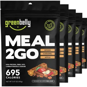 Greenbelly Backpacking Meals | All Natural Hiking Meal Bars | 650 Calories & High Protein | Spiced Caramel Apple, 5 Count