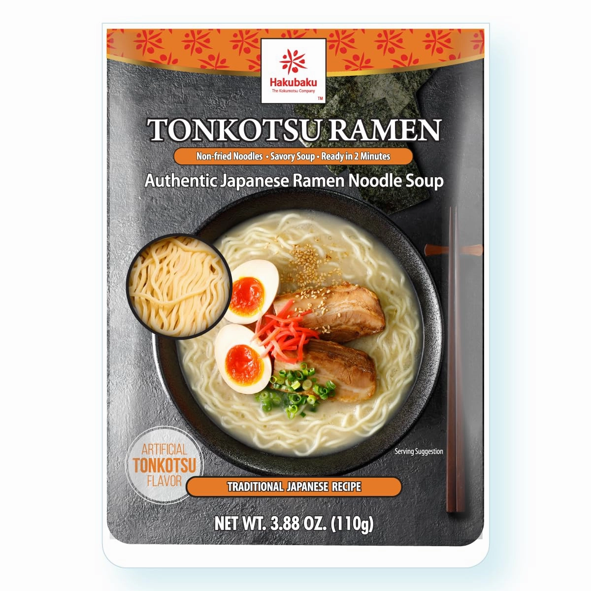 Hakubaku Authentic Japanese Ramen Noodles (Tonkotsu, 6 PACK)