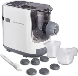 Hamilton Beach Electric Pasta Maker & Noodle Machine with 7 Molds for Spaghetti & Fettucine and More, Makes 2-3 Servings in 15 Minutes, White (86650)