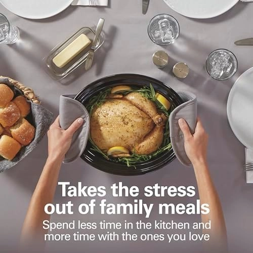 Hamilton Beach 6 Quart Set & Forget Programmable Slow Cooker, 15 Cooking Options With 5 Time and 3 Heat Options, Large Dishwasher Safe Stoneware Crock and Glass, Black (33762)