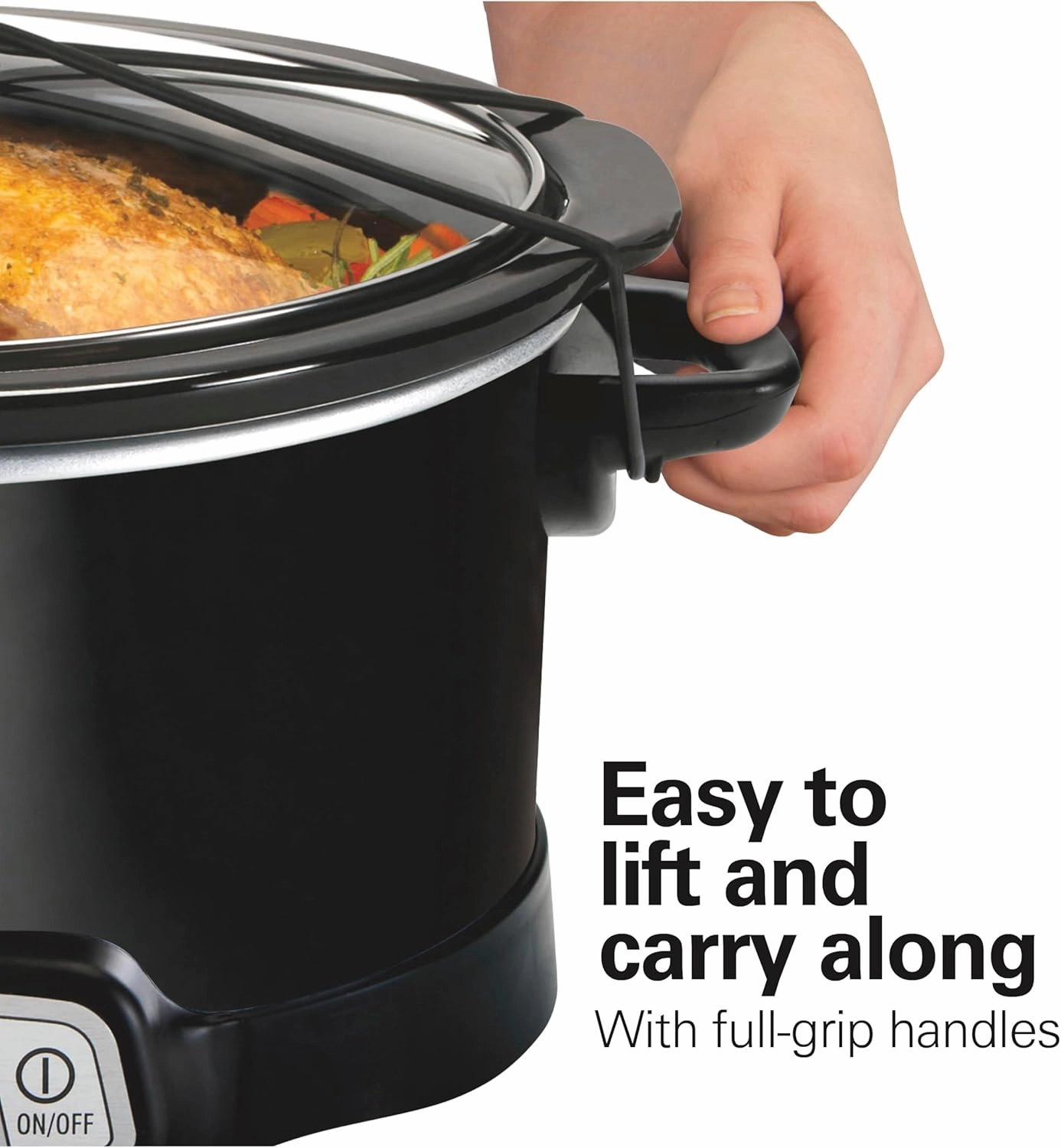 Hamilton Beach Portable 7 Quart Programmable Slow Cooker with Three Temperature Settings, Lid Latch Strap for Easy Travel, Dishwasher Safe Crock, Black (33474G)