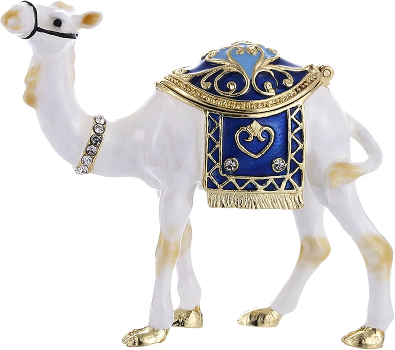 Hand Painted Enamel Camel Trinket Box, Hinged Jewelry Box Unique Mini Ring Necklace Jewelry Organizer, Classical Bejeweled Storage, Figurine Collectible Keepsake Home Decor (Camel)