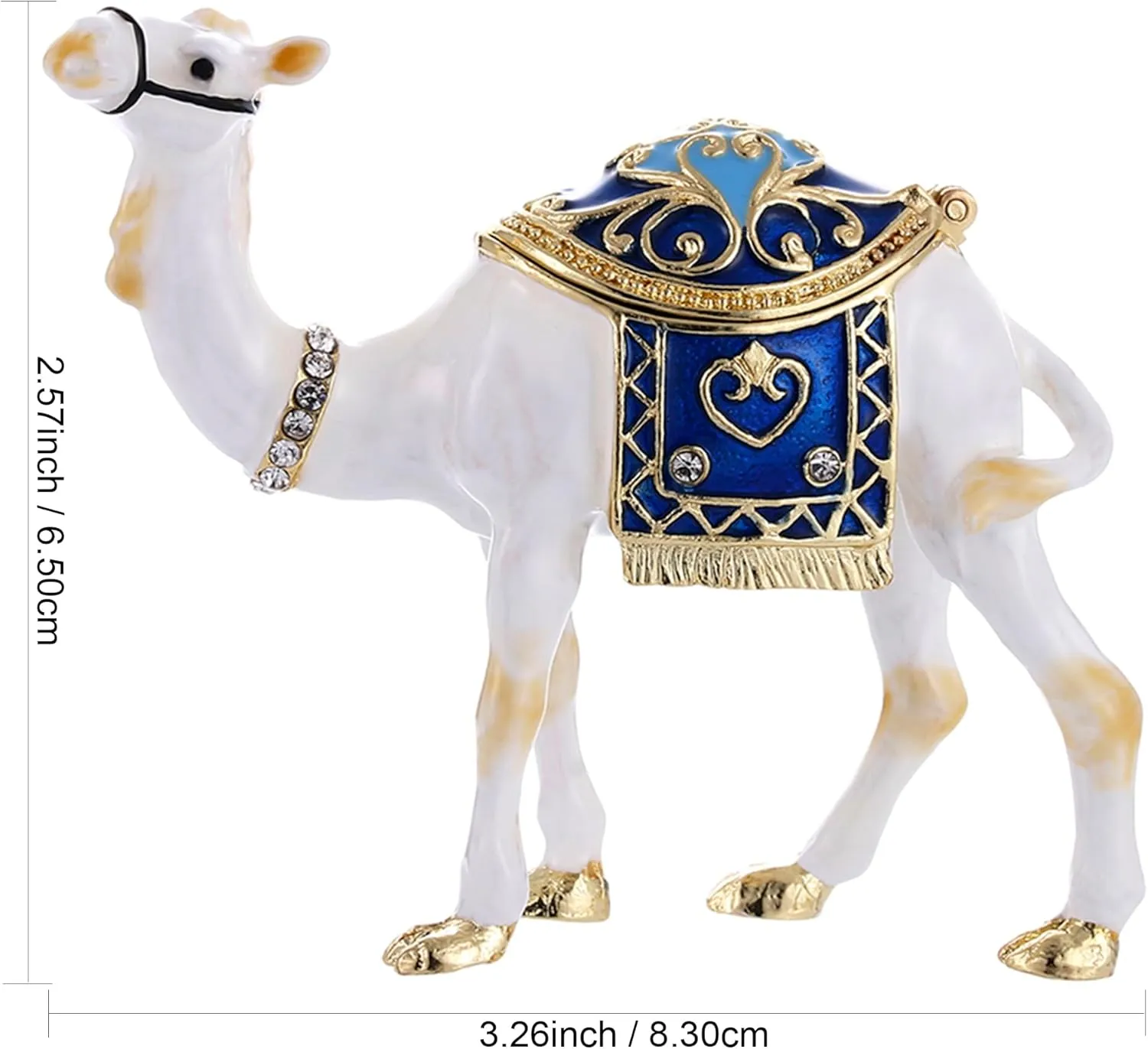 Hand Painted Enamel Camel Trinket Box, Hinged Jewelry Box Unique Mini Ring Necklace Jewelry Organizer, Classical Bejeweled Storage, Figurine Collectible Keepsake Home Decor (Camel)