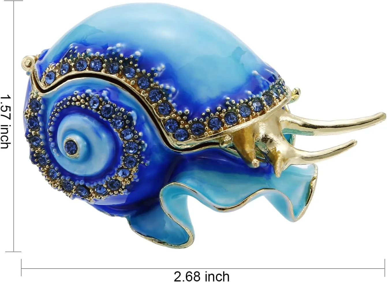 Hand Painted Enamel Conch Trinket Box, Hinged Jewelry Box Unique Mini Ring Necklace Jewelry Organizer, Classical Bejeweled Storage, Figurine Collectible Keepsake Home Decor (Conch)