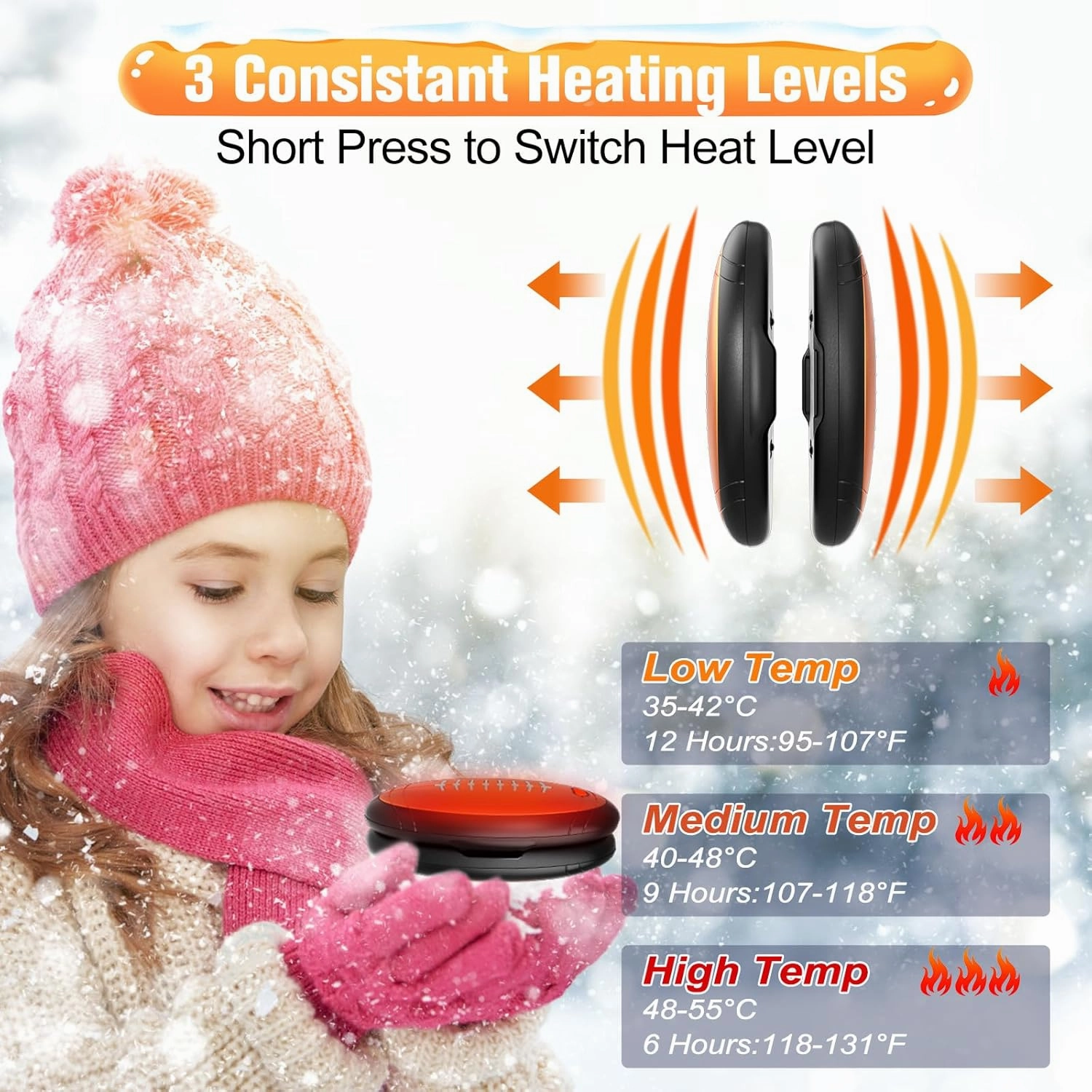 Hand Warmer Rechargeable, 2 Pack Rugby-Shaped Electric Hand Warmers with 3 Heat Setting, 20Hrs Long Lasting Portable Pocket Heater for Outdoor Camping, Hunting, Golf, Man Women Gifts