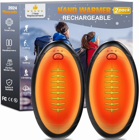 Hand Warmer Rechargeable, 2 Pack Rugby-Shaped Electric Hand Warmers with 3 Heat Setting, 20Hrs Long Lasting Portable Pocket Heater for Outdoor Camping, Hunting, Golf, Man Women Gifts