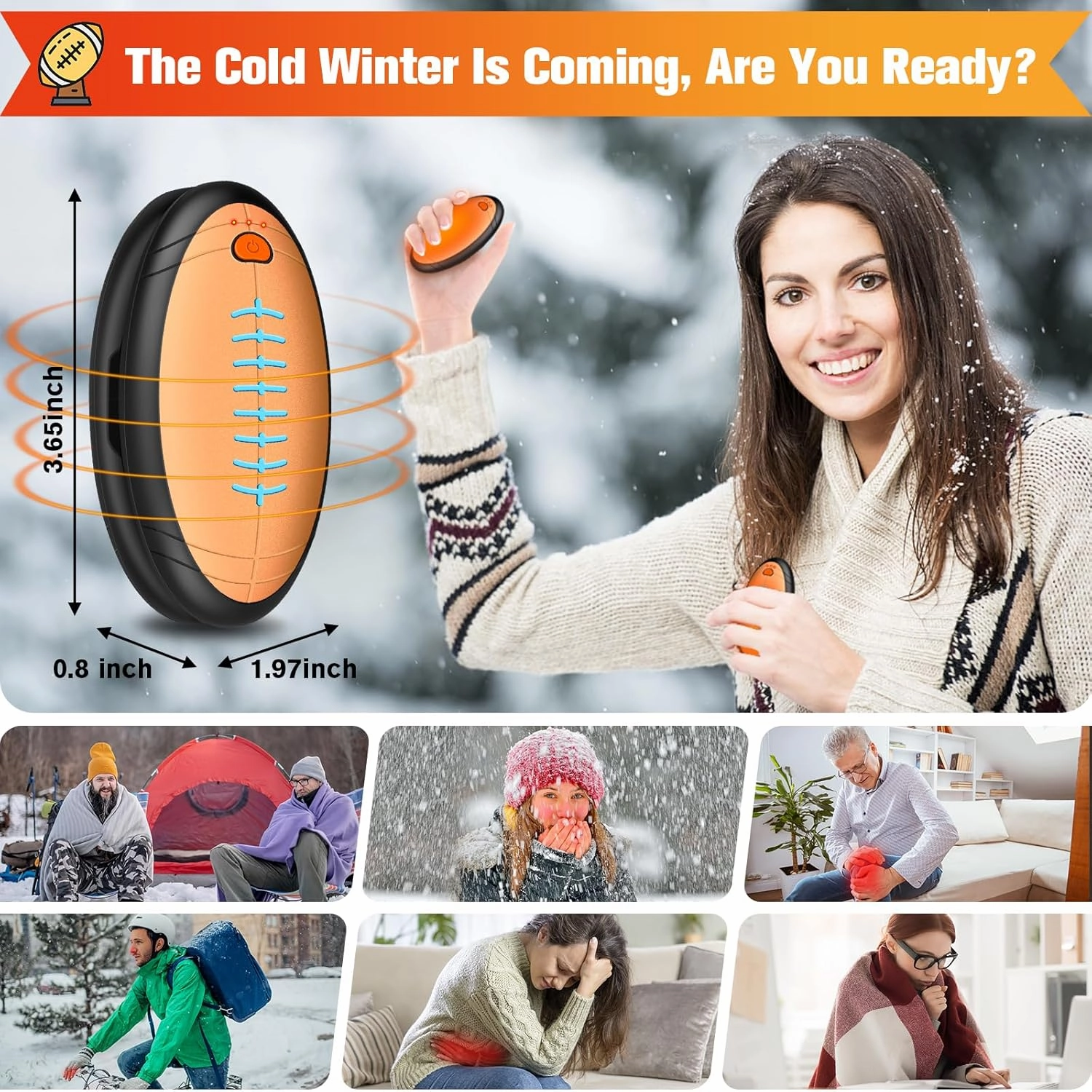 Hand Warmers Rechargeable,2 in 1 Electric Football Hand Warmer for Outdoor Indoor,Electric Hand Warmer,AI Rechargeable Hand Warmer for Camping,Golf,Hunting,Best Golf Accessories for Men Women