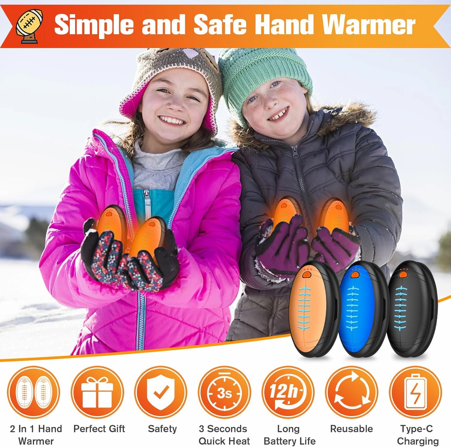 Hand Warmers Rechargeable,2 in 1 Electric Football Hand Warmer for Outdoor Indoor,Electric Hand Warmer,AI Rechargeable Hand Warmer for Camping,Golf,Hunting,Best Golf Accessories for Men Women