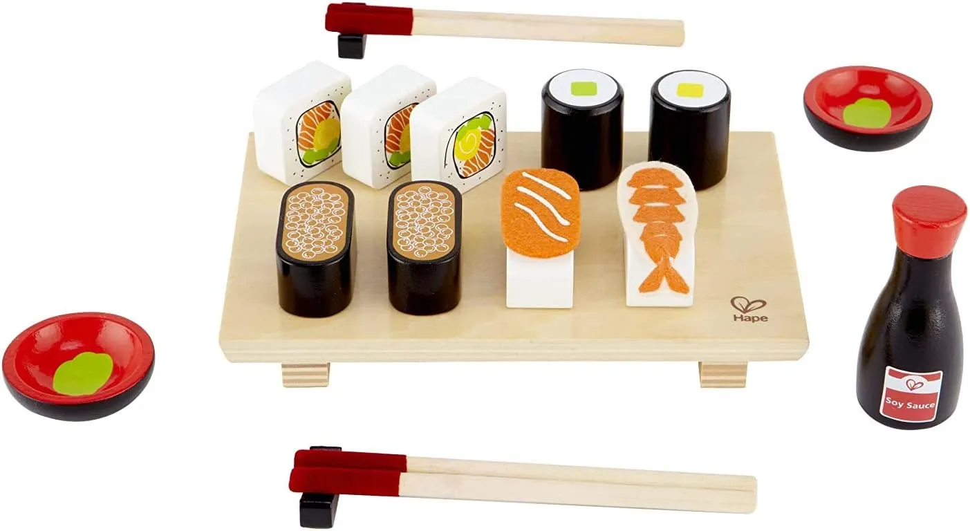 Hape Wooden Sushi Selection Set| Pretend Realistic Role Play Food Toys for Kids