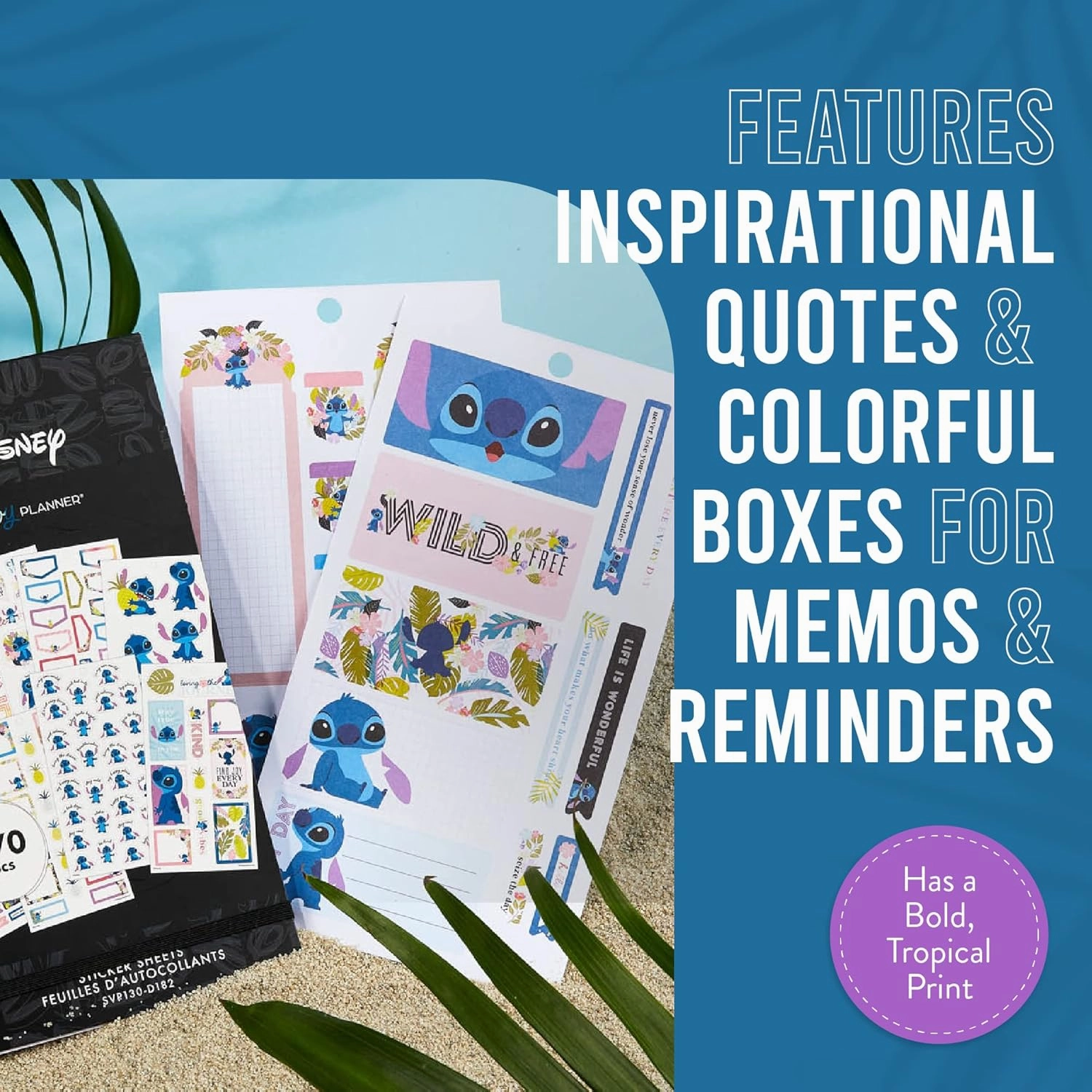 Happy Planner Disney Stickers, Aloha Stitch–Theme Planner Stickers, Disney Planner Accessories, Disney Sticker Set for Calendars and More, Exclusively Sold on Amazon, 30 Sheets, 470 Total Stickers
