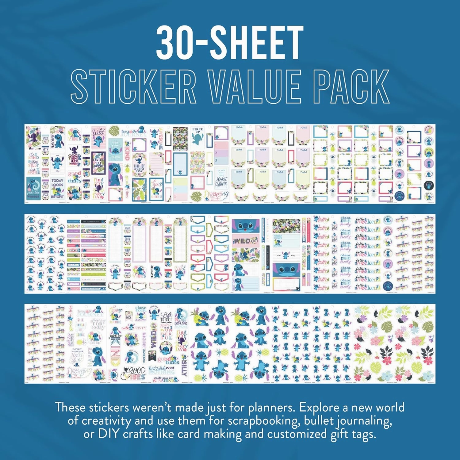 Happy Planner Disney Stickers, Aloha Stitch–Theme Planner Stickers, Disney Planner Accessories, Disney Sticker Set for Calendars and More, Exclusively Sold on Amazon, 30 Sheets, 470 Total Stickers