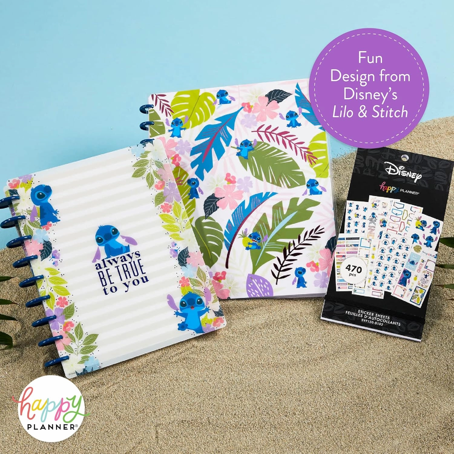 Happy Planner Disney Stickers, Aloha Stitch–Theme Planner Stickers, Disney Planner Accessories, Disney Sticker Set for Calendars and More, Exclusively Sold on Amazon, 30 Sheets, 470 Total Stickers