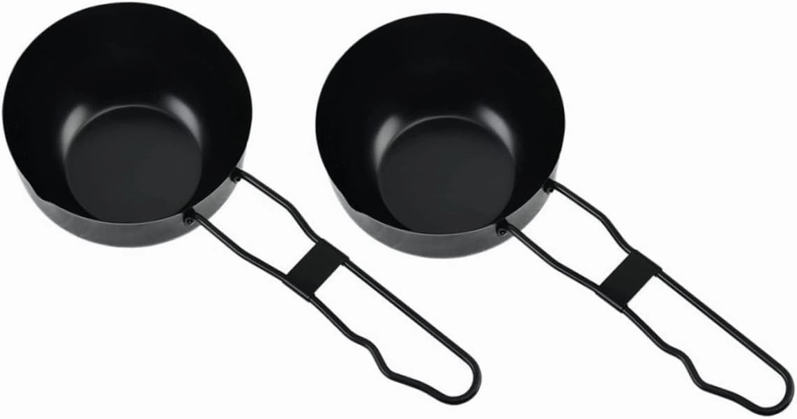 Happyyami 2pcs Lightweight Iron Camping Pot Stew Pots for Outdoor Cooking for Hiking and Home Stove Use Easy to Carry and Store