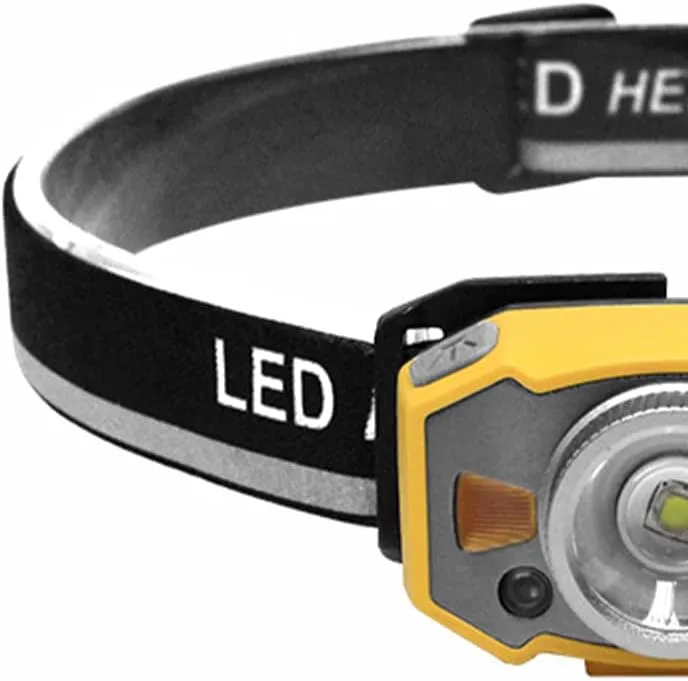 Headlamp Rechargeable, Ultra Bright LED Head Lamp Flashlight with Zoom Infrared Sensing, Motion Sensor Waterproof Headlight for Camping Fishing Hiking (Yellow)