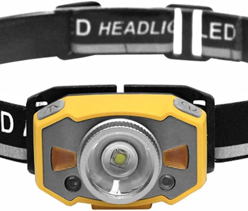 Headlamp Rechargeable, Ultra Bright LED Head Lamp Flashlight with Zoom Infrared Sensing, Motion Sensor Waterproof Headlight for Camping Fishing Hiking (Yellow)