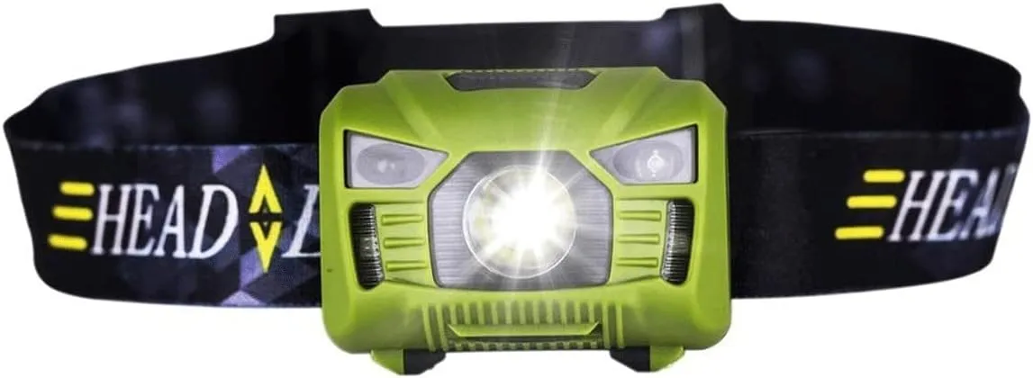 Headlamps, Body Motion Sensor Headlamp Induction USB Rechargeable Headlight 2 Switch Modes Head Flashlight Torch lamp (Color : Black) (Green)