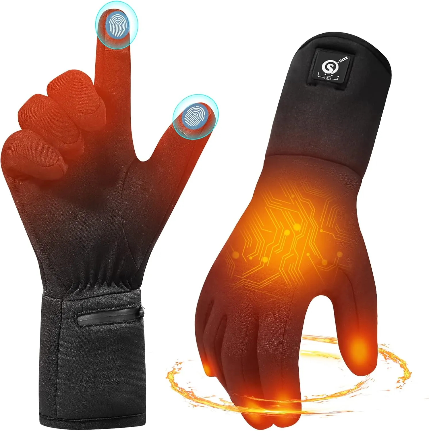 Heated Gloves Rechargeable - Electric Battery Heated Gloves for Men, Women, Winter Hiking Ski Riding Cycling, Black