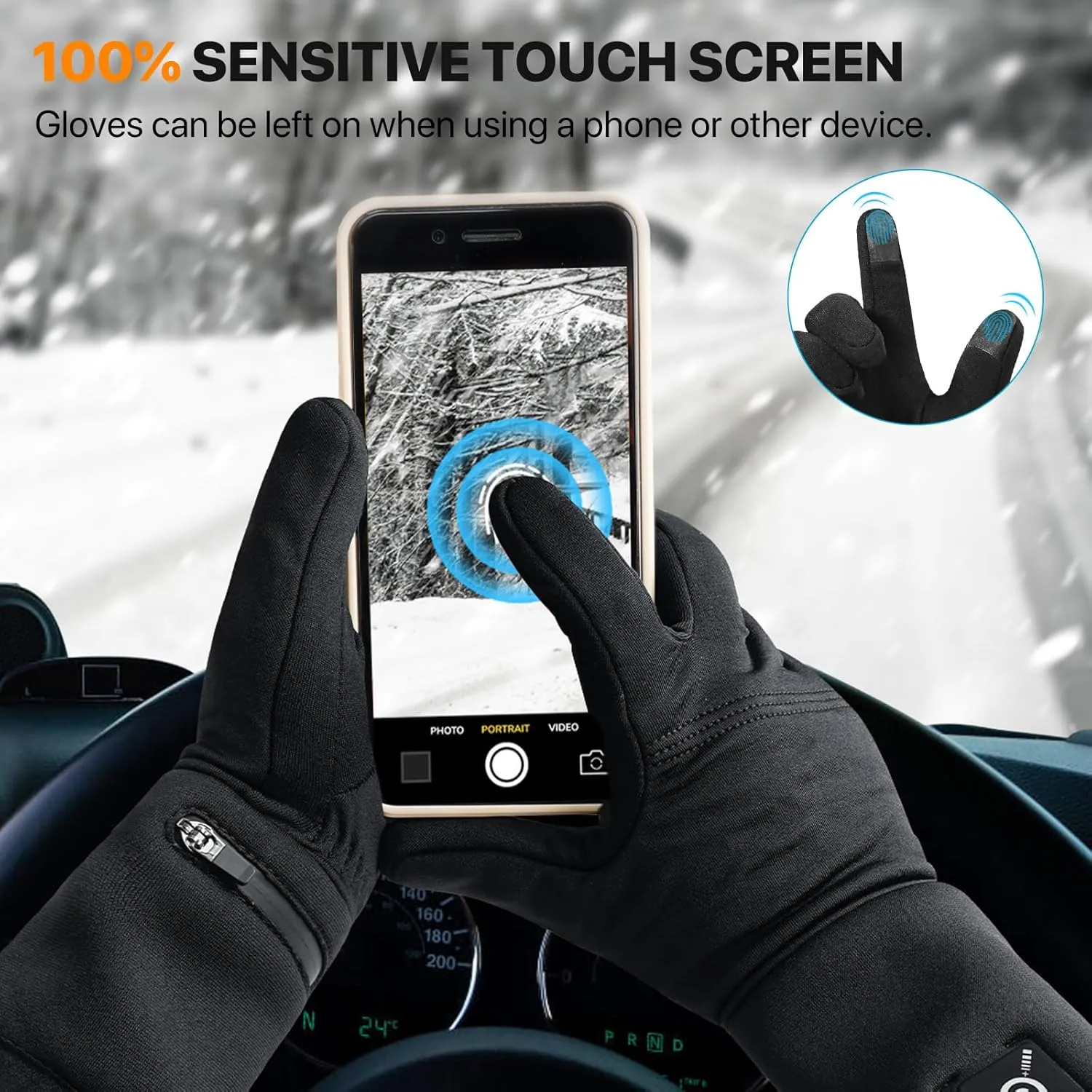 Heated Gloves Rechargeable - Electric Battery Heated Gloves for Men, Women, Winter Hiking Ski Riding Cycling, Black