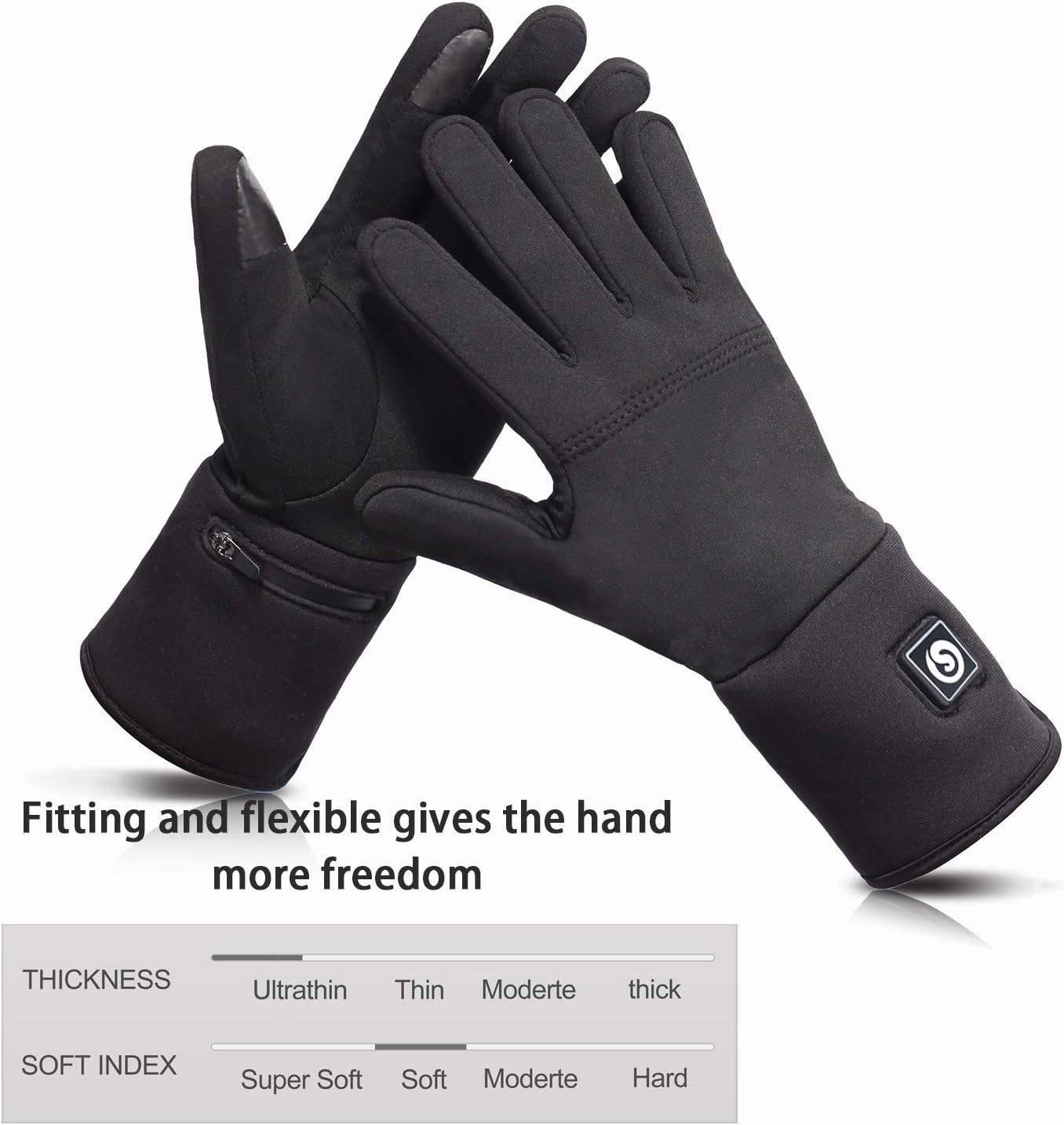 Heated Glove Liners for Men Women,Rechargeable Electric Battery Heating Riding Ski Snowboarding Hiking Cycling Hunting Thin Gloves Hand Warmer