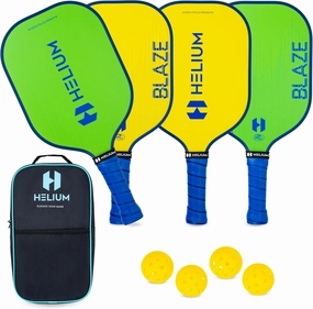 Helium Pickleball Paddles Set of 4 - USAPA Certified - Graphite Fiberglass Surface, Lightweight Honeycomb Core