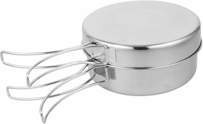Hemoton Stainless Steel Outdoor Cookware Kit Person Camping Pot Set Pan Bowl Plate for Hiking