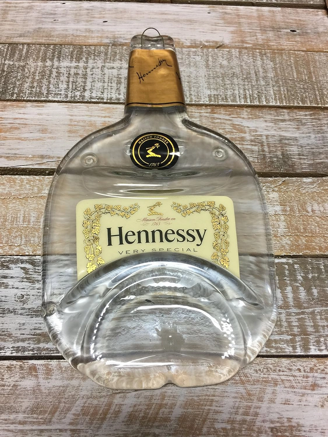 Hennessy Very Special Cognac Whiskey Handmade Melted Bottle Serving Tray - Great one of Kind Gift
