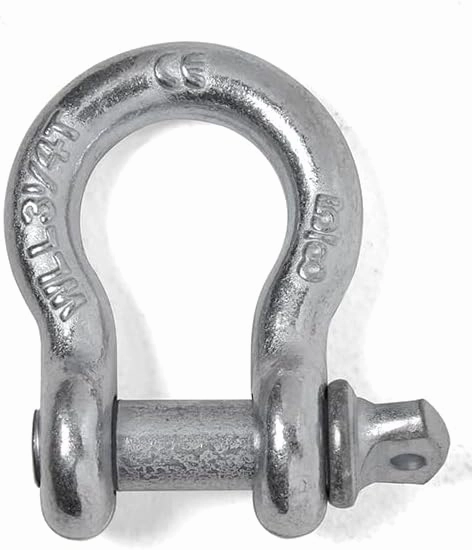 Hi-Gear 4 Pack Galvanized - Rigging 5/8" Bow Shackles D Ring Rugged 13 Ton 28,600 Lbs Breaking Strength, WLL 3.25 Ton 7000 lbs w 3/4'' Pin Clevis Screw Heavy Duty for Auto SUV Anchor ATV UTV Recovery