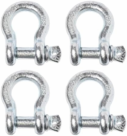 Hi-Gear 4 Pack Galvanized - Rigging 5/8" Bow Shackles D Ring Rugged 13 Ton 28,600 Lbs Breaking Strength, WLL 3.25 Ton 7000 lbs w 3/4'' Pin Clevis Screw Heavy Duty for Auto SUV Anchor ATV UTV Recovery