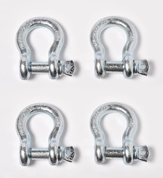 Hi-Gear 4 Pack Galvanized - Rigging 5/8" Bow Shackles D Ring Rugged 13 Ton 28,600 Lbs Breaking Strength, WLL 3.25 Ton 7000 lbs w 3/4'' Pin Clevis Screw Heavy Duty for Auto SUV Anchor ATV UTV Recovery