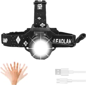 High Power XHP99 LED Headlight 12000 Lumens XHP99 LED Bright Headlamp Motion Sensor Headlights Rechargeable Headlamps Adjustable Tactical Waterproof Head Torch for Hiking Fishing Camping
