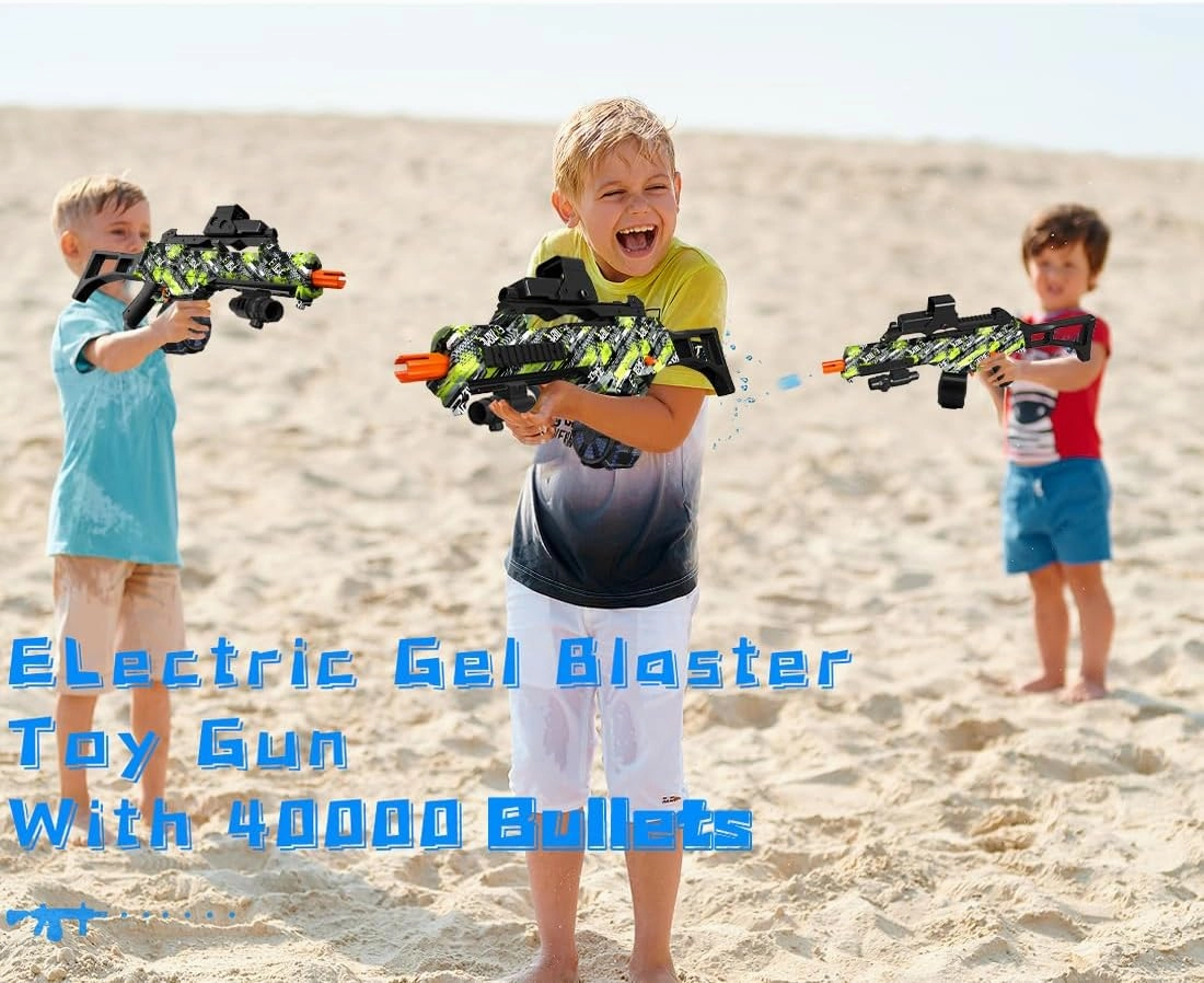High Speed Automatic Splatter Ball Blaster with 40000  and Goggles, JIFTOK Rechargeable Splatter Ball Toys for Outdoor Activities Shooting Game Party Favors-Green