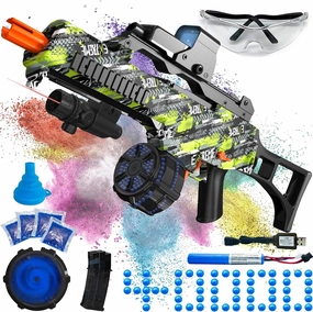 High Speed Automatic Splatter Ball Blaster with 40000  and Goggles, JIFTOK Rechargeable Splatter Ball Toys for Outdoor Activities Shooting Game Party Favors-Green