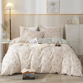HighBuy Boho Floral Duvet Cover King Bedding Vintage Cotton Aesthetic Bedding Set King Size Comforter Cover Set Garden Lightweight Soft Duvet Cover Set Zipper Closure Breathable
