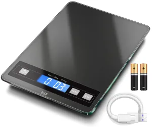 hito Food Scale 33lb Digital Kitchen Scale Rechargeable Waterproof Weight Grams and oz 1g/0.1oz Precise, for Weight Loss, Cooking and Baking, Black