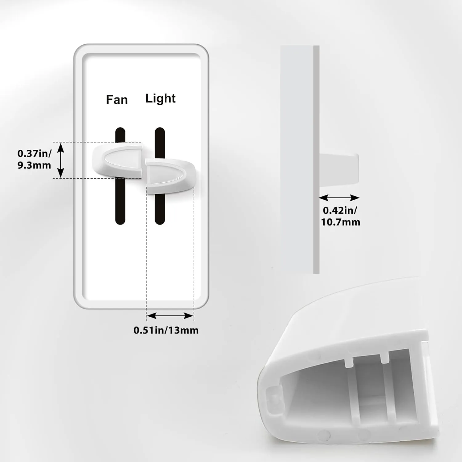 Hoolerry 4 Pcs Dimmer Switch Knob Dimmer Replacement Knob Compatible Replacement Set of Two Split for Compatible with Lutron Skylark Fan Speed & Light Control (White)